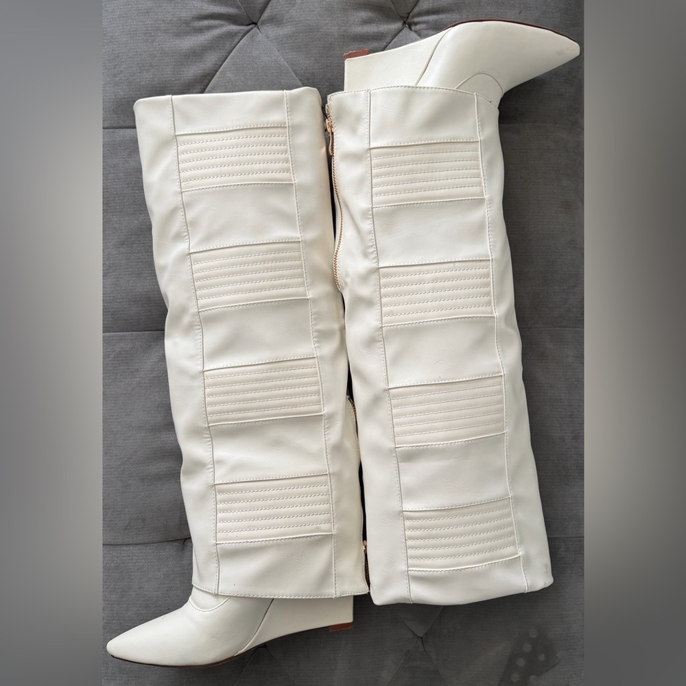 Elegant White Knee-High Boots